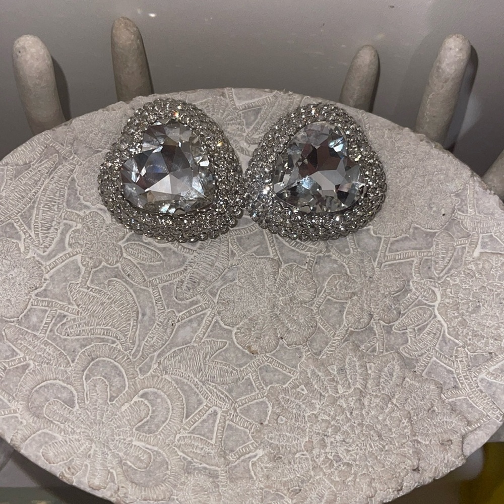 Alessandra Rich Silver and White Earrings
